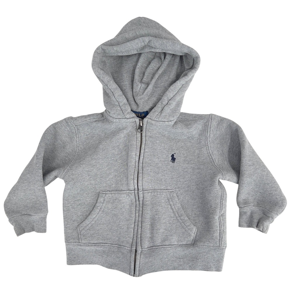 Polo‎ Ralph Lauren Kids Full Zip Fleece Hoodie Heather Gray Embroidered Pony 2T